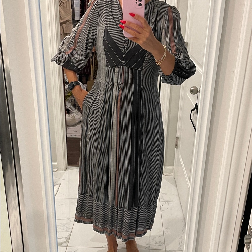 Universal Thread Silver Gray Pleated Wrap Dress - image 1